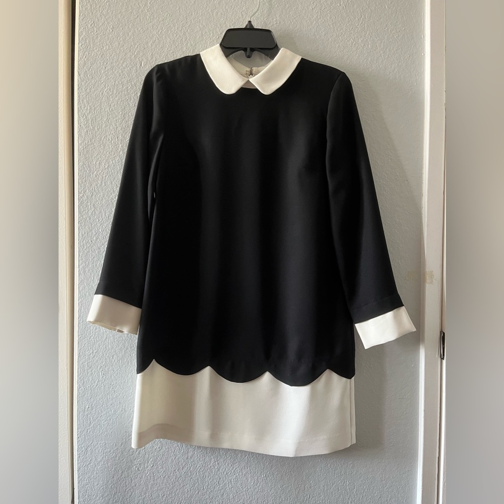 CeCe black and white dress with collar, size 4P